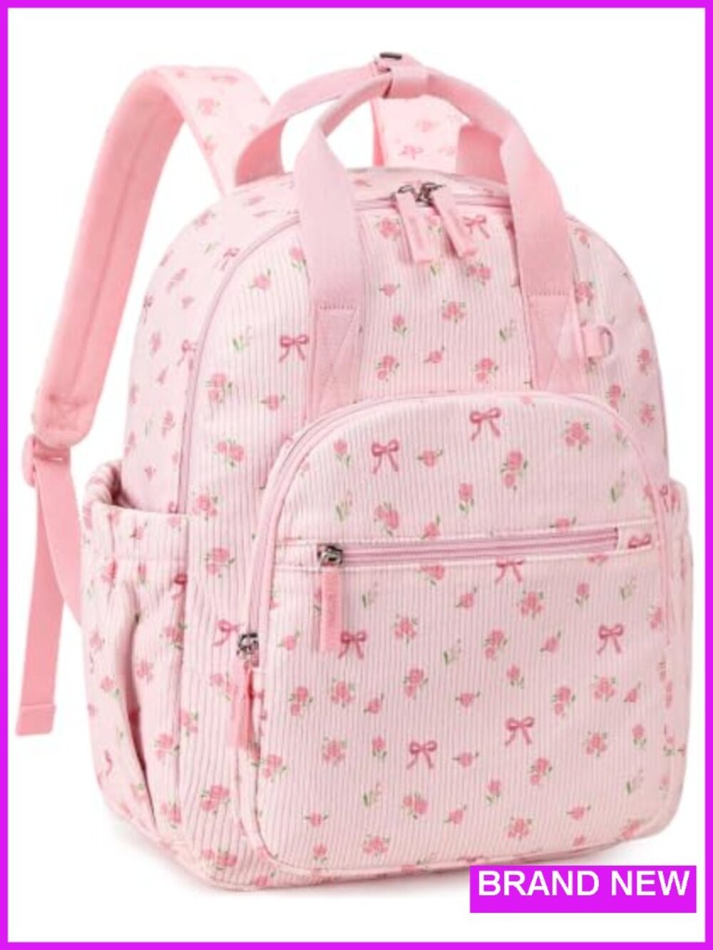 Cute Corduroy Backpack for Girls Ages 3-8, School Bookbag, Adjustable Straps,